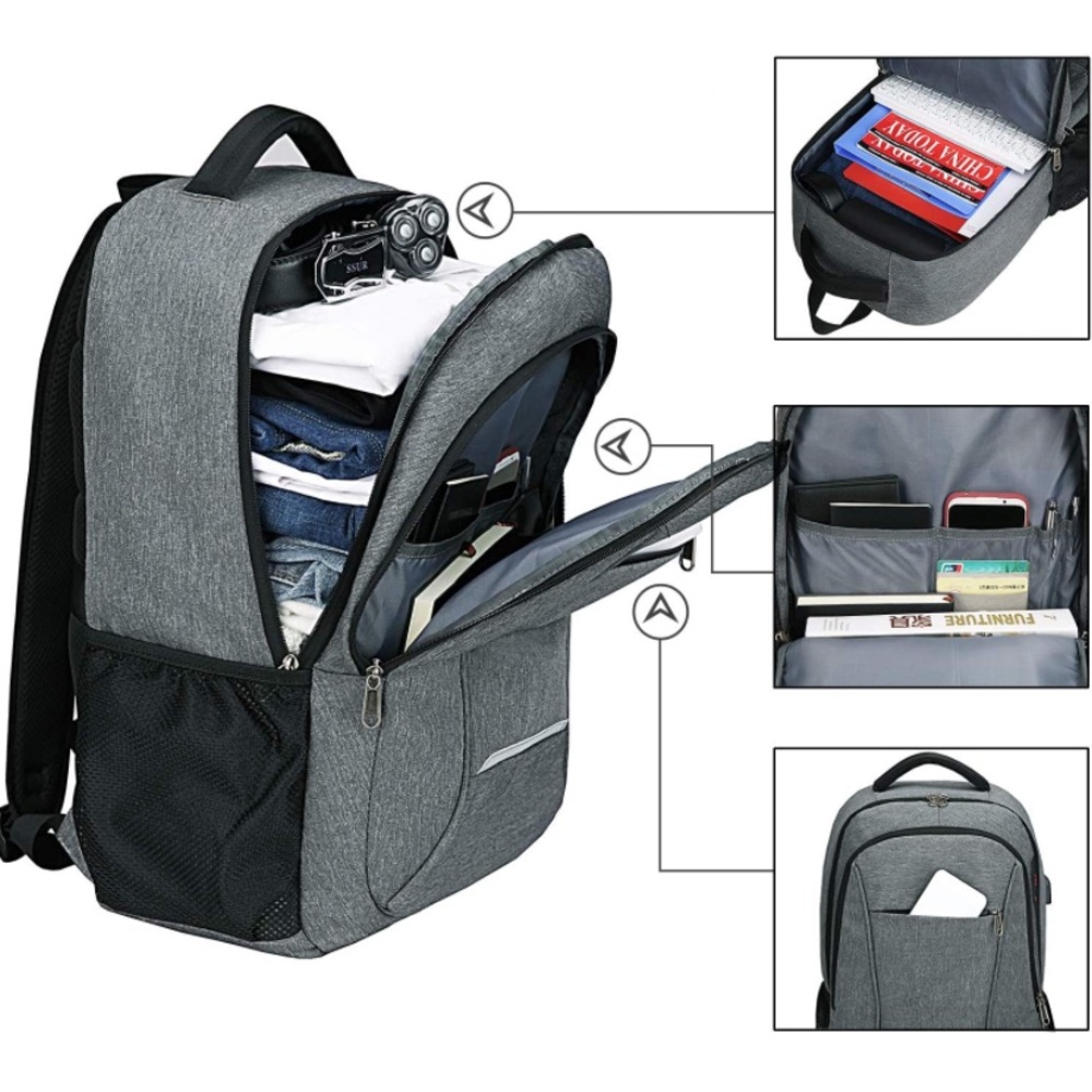 Anti Theft Backpack USB Charging Port Water Resist - Picture 3 of 7
